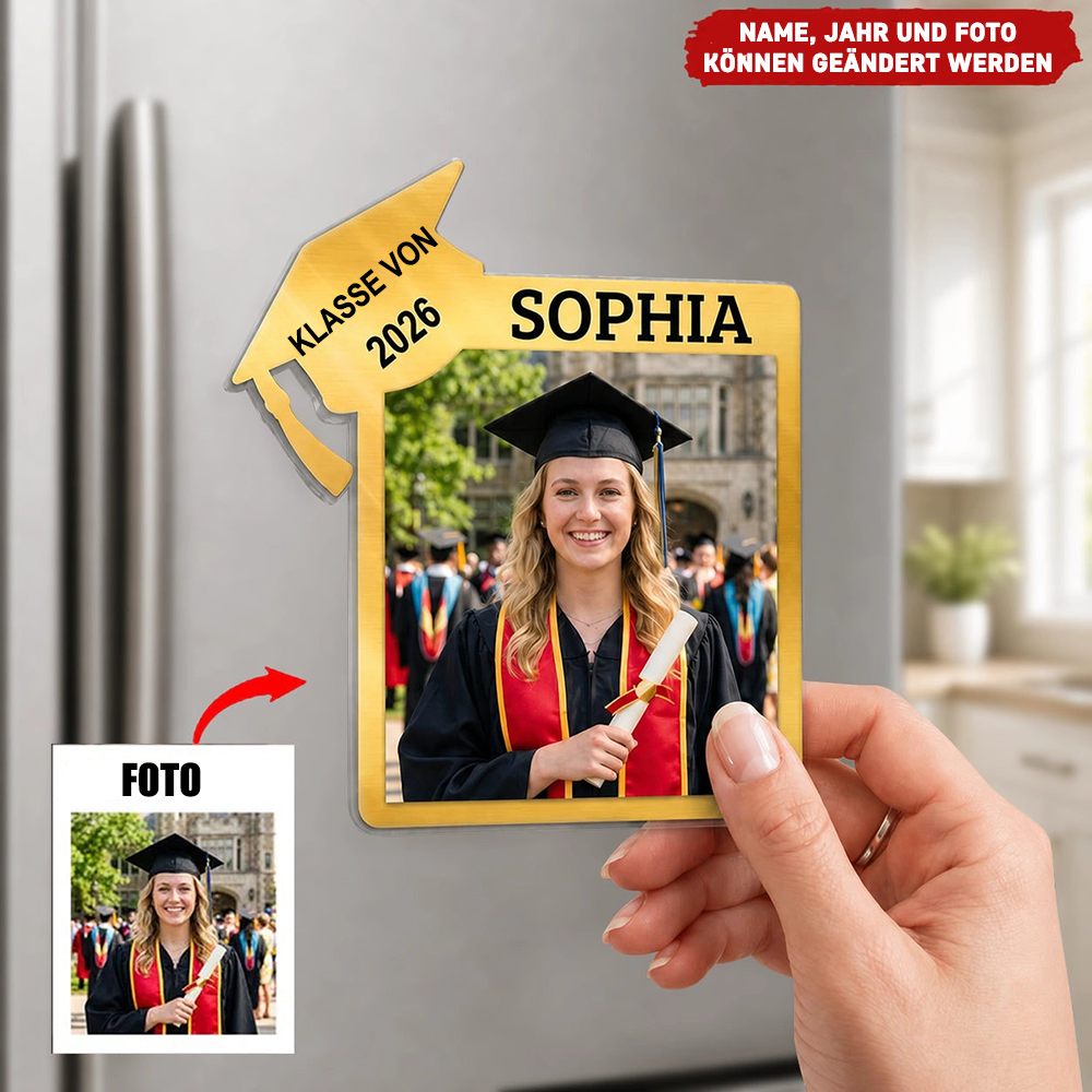 Acryl-Kühlschrankmagnet  mit Foto Abschlussgeschenk für Tochter und Sohn