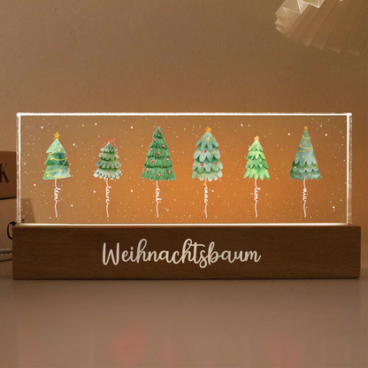 Personalisiertes LED-Nachtlicht mit Tannenbäumen und Namen Weihnachtsgeschenk für Familie