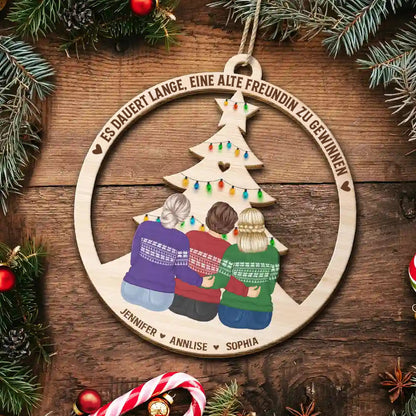 Holzanhänger mit 2-6 Frauen Christbaumschuck  für beste Freundinnen