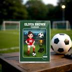Personalisierter Acrylblock mit Fußballjunge und Fußballmädchen Geschenk für Kind