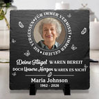 Personalisierter Schieferaufsteller mit Foto & Spruch – Nie vergessen