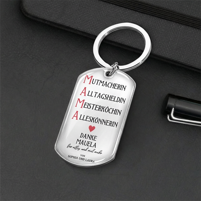 MAMA Foto-Edelstahl-Schlüsselanhänger mit Expoxidharz Geschenk für Mutter