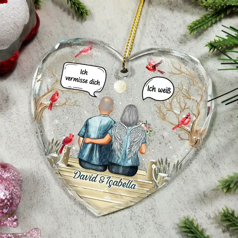 Glasornament in Herzform Christbaumanhänger zur Erinnerung Trauergeschenk
