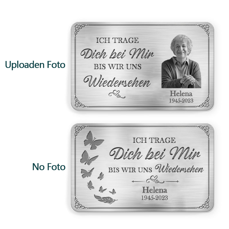 Personalisierte Brieftasche-Karte mit Foto zur Trauer