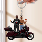 Motorradpaar mit Namen Personalisierter Acryl-Schlüsselanhänger