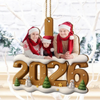 Personalisierter Holz-Weihnachtsanhänger mit Foto & Jahr
