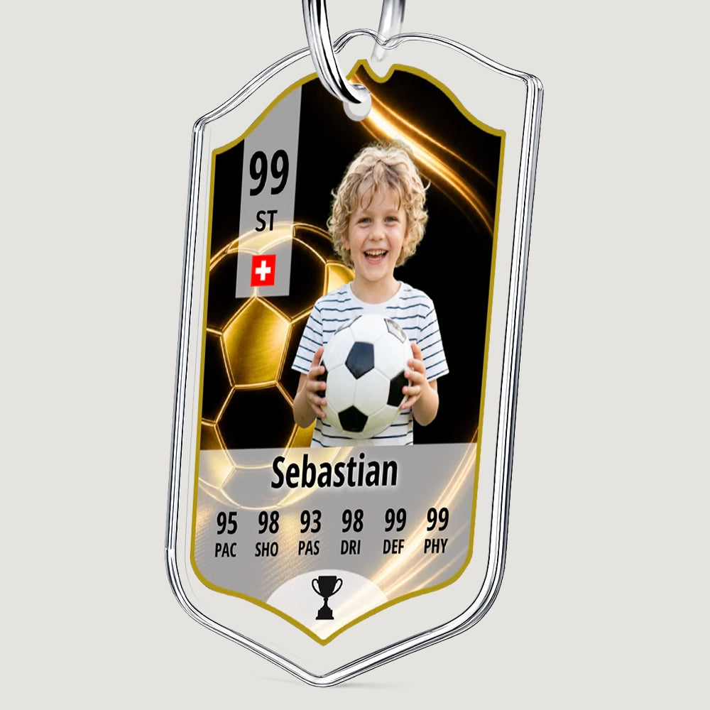 Personalisierter Acryl-Schlüsselanhänger für Kinder: National-Team Fußball ID Card