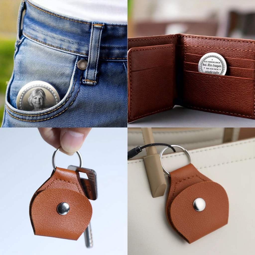 Bis ich dich wiedersehe...Pocket Hug(Taschenumarmung) mit Foto Münze personalisiert Trauergeschenk
