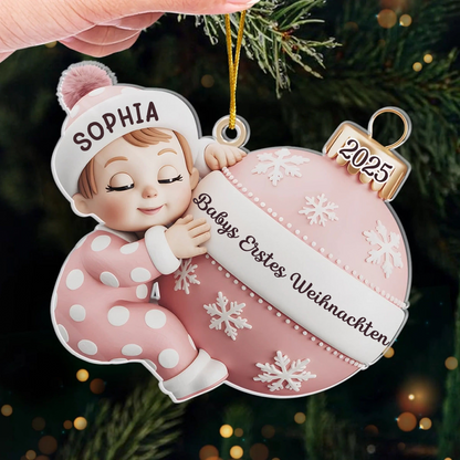 "Babys Erstes Weihnachten" Acryl-Anhänger mit Name Personalisierter Weihnachtschmuck