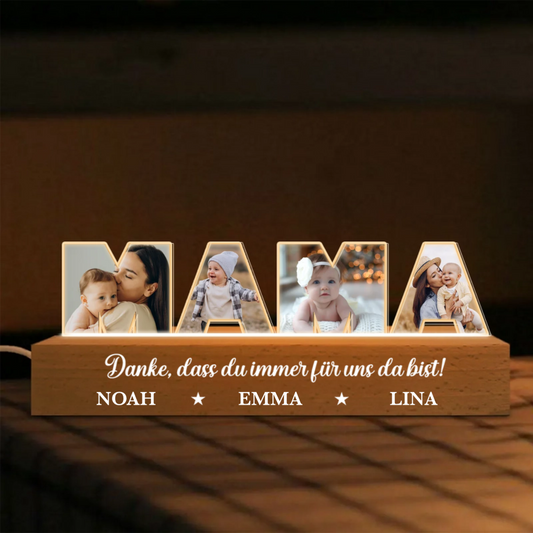 MAMA, OMA, PAPA, OPA-Personalisierte LED-Nachtlicht mit Fotos und Text