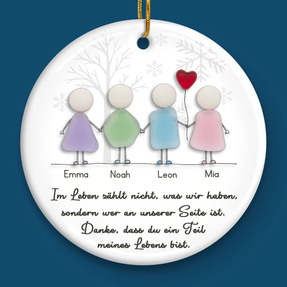 Personalisiertes Dankeschöngeschenk Keramik-Ornament mit Namen im Sea-Glass-Stil Christbaumschmuck für Freunde