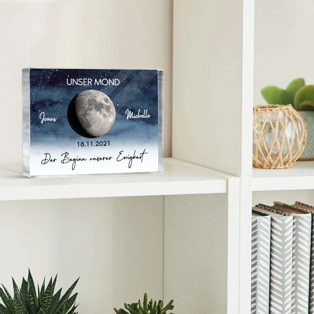 Unser Mond-Personalisierter Acrylblock mit Mondphase Geschenk für Paar