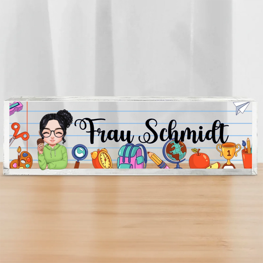 Personalisierte Acryltafel mit Namen Geschenk für Lehrerin und Kollegin