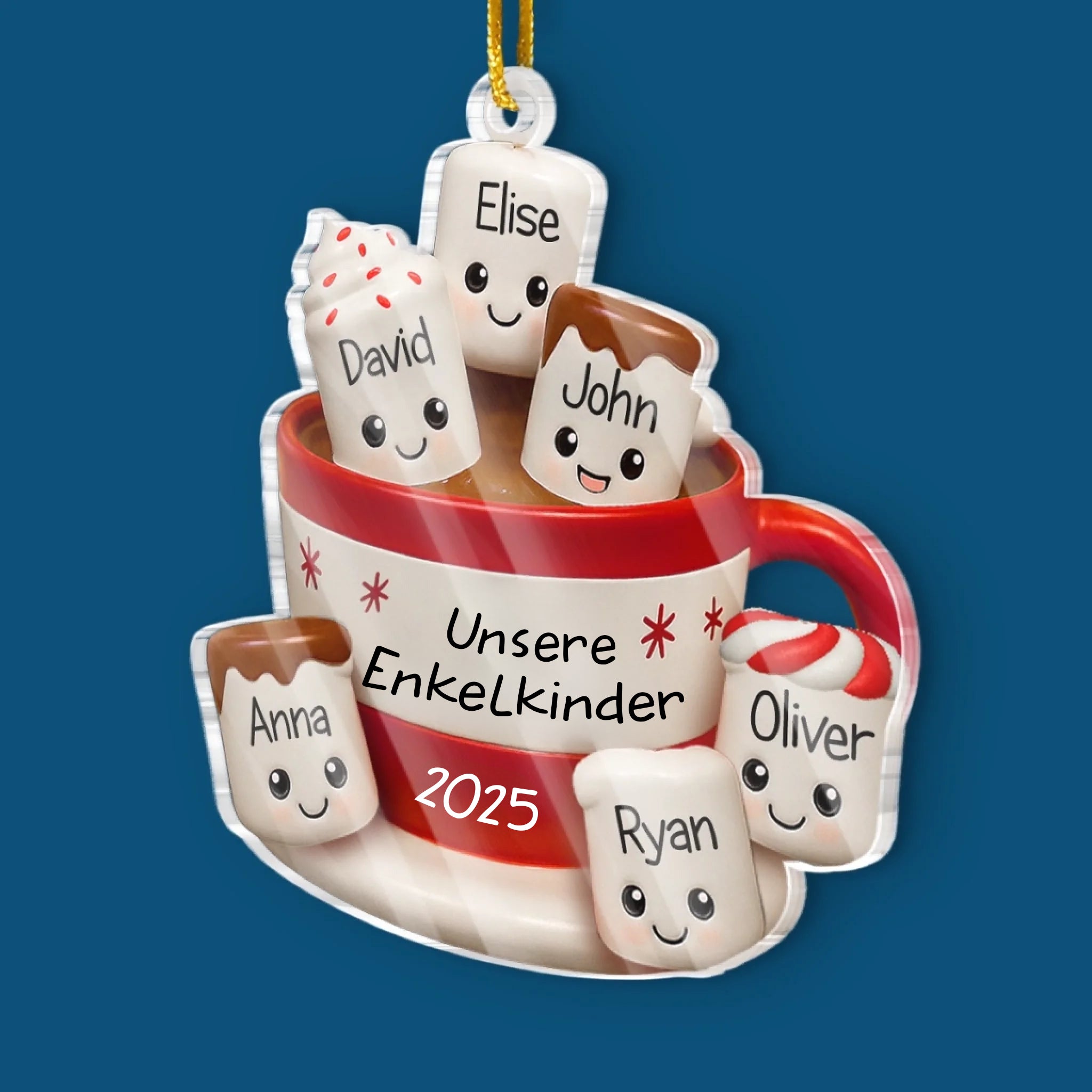 Individuelles Acryl-Ornament – Personalisierte Weihnachtsgeschenke für Opa und Oma – Unsere kleinen Marshmallows