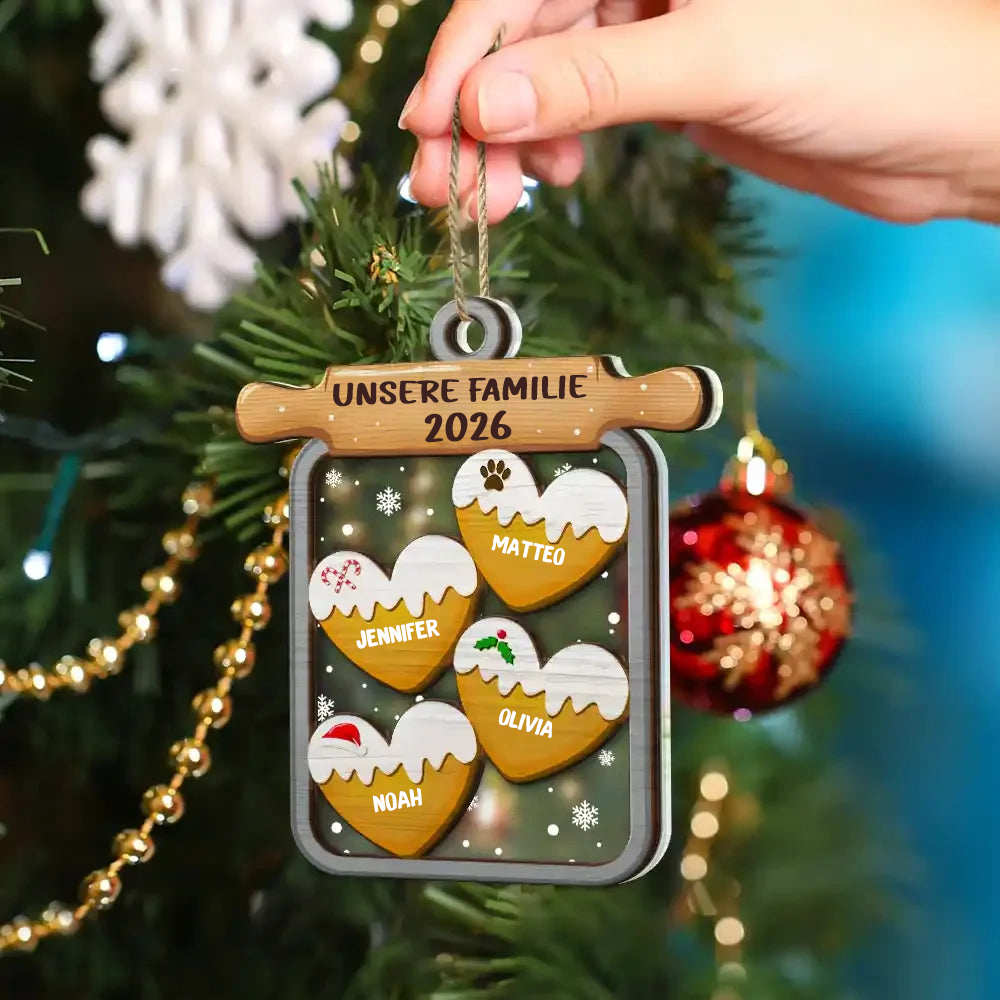 Personalisierter Acryl-Weihnachtsanhänger für die Familie – Lebkuchen-Motiv
