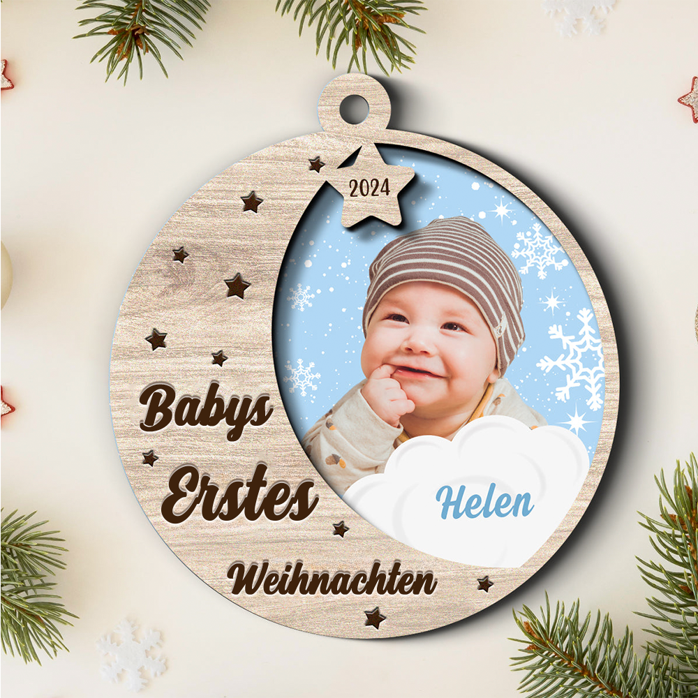 Weihnachtsschmuck aus Holz-Baby Weihnachtsanhänger mit Foto