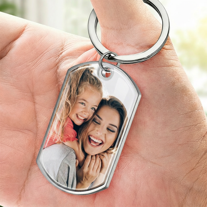 Glück ist... Foto-Edelstahl-Schlüsselanhänger mit Expoxidharz Geschenk für Mama, Papa, Oma und Opa