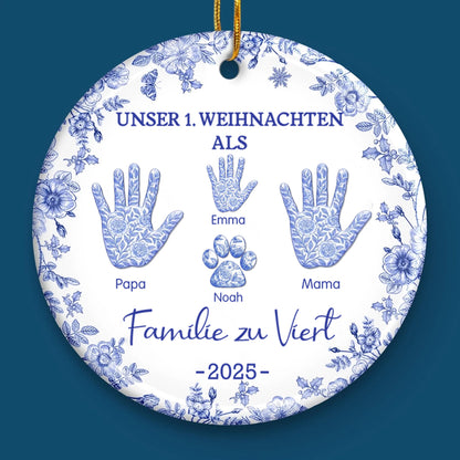 Unser 1. Weihnachten als Familie zu...Handabdruck-Ornament Christbaumschmuck mit Namen