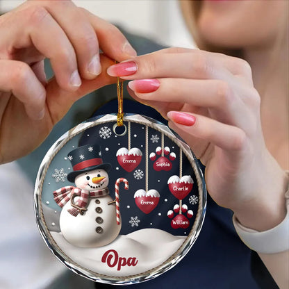 Schneemann mit Namen Weihnachtsbaumschmuck Glasornament für Eltern oder Großeltern