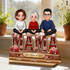 Personalisierter Holzaufsteller mit Mama und Kinder Geschenk für Oma und Mama