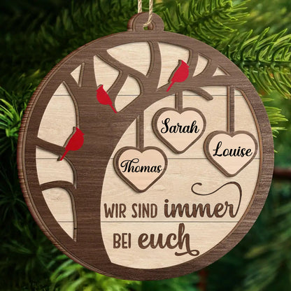 Personalisierter 2-lagiger Holzanhänger „Ich bin immer bei dir“ – Weihnachtsornament mit Kardinal