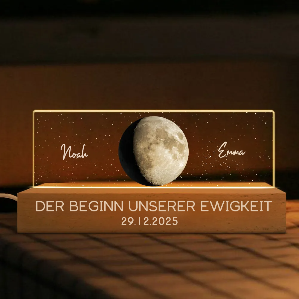 Personalisierte LED-Nachtlicht mit Mondphasen Geschenk für Paar