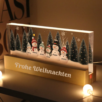 Personalisierts LED-Nachtlicht mit Schneemanfamilie Weihnachtsgeschenk für Eltern und Kinder