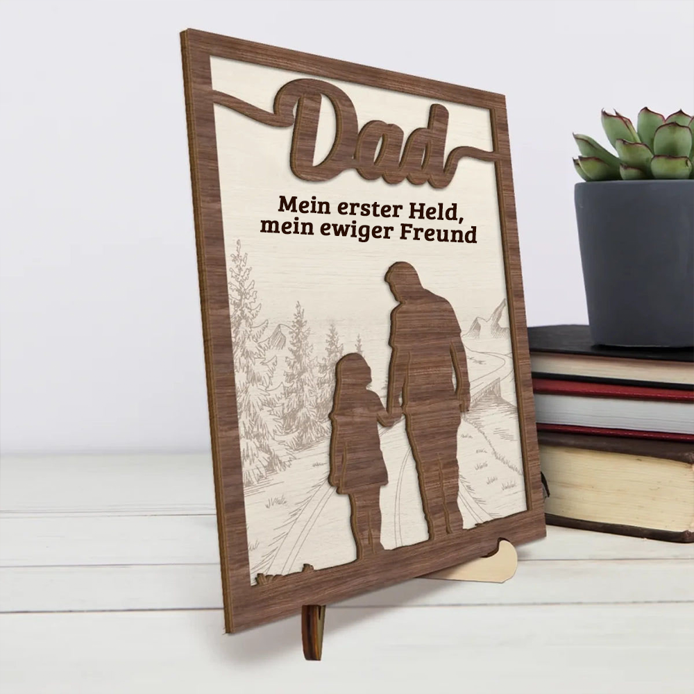 Papa und Kind-Personalisierte Holzplakette für Vater