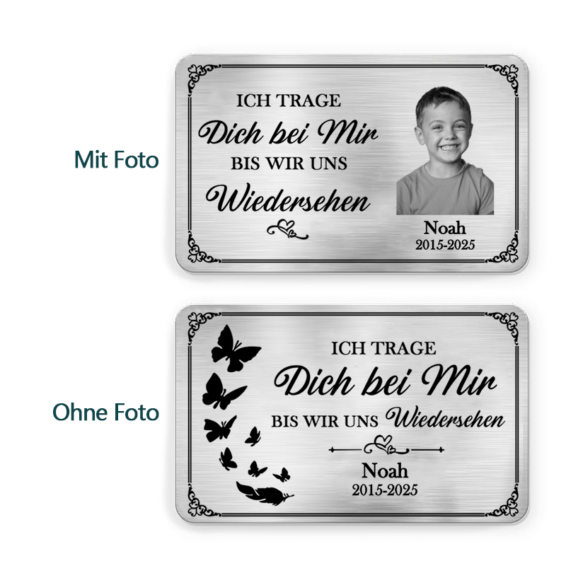 Personalisierte Brieftasche-Karte mit Foto zur Trauer