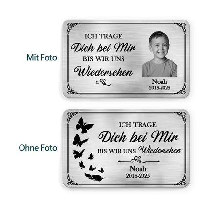 Personalisierte Brieftasche-Karte mit Foto zur Trauer
