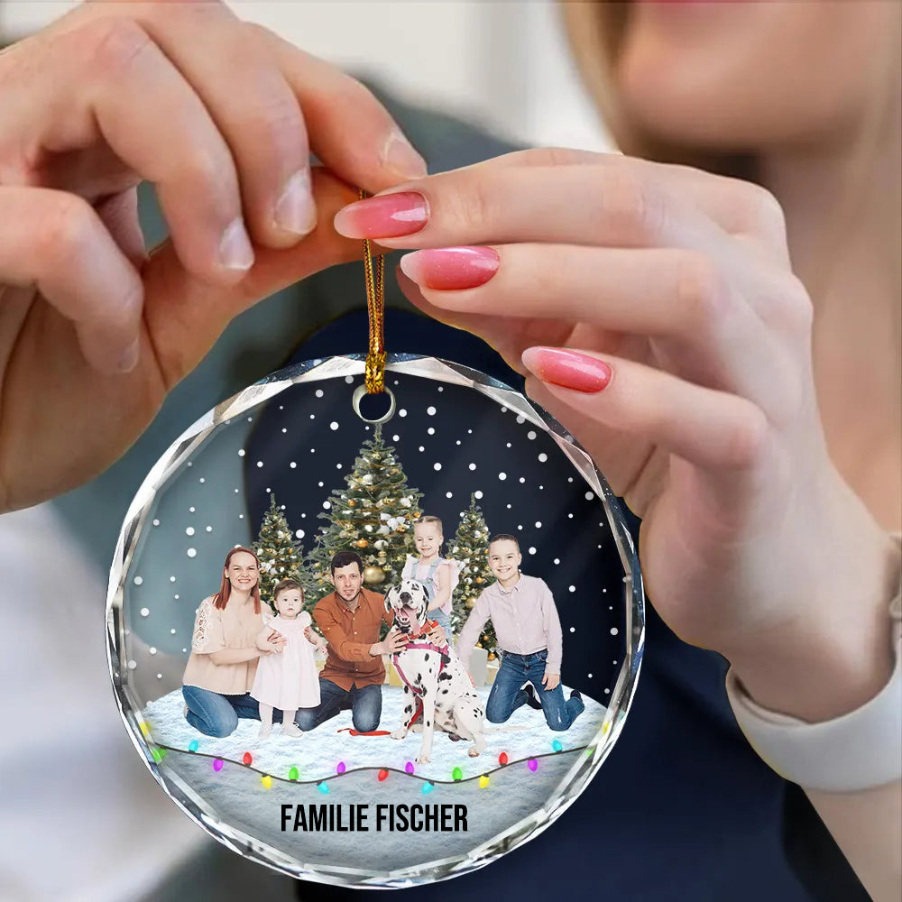 Personalisierter Glas-Weihnachtsanhänger mit Foto