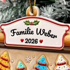 Personalisierter Acryl-Weihnachtsanhänger mit Namen & Text – Lebkuchen-Motiv