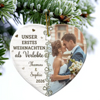 Personalisierter Keramik-Weihnachtsanhänger mit Foto - Erstes Weihnachten als Verlobte