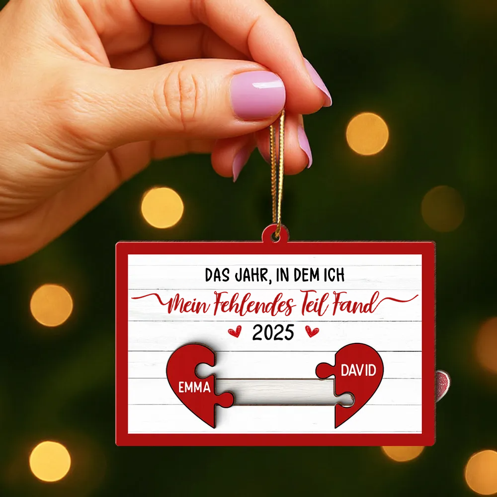“Mein fehlendes Teil"-Personalisierter Schiebepuzzle-Anhänger mit Paar-Motiv