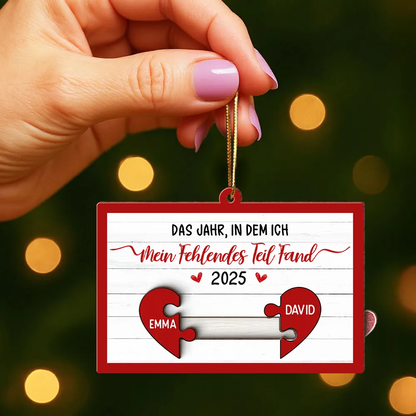 “Mein fehlendes Teil"-Personalisierter Schiebepuzzle-Anhänger mit Paar-Motiv