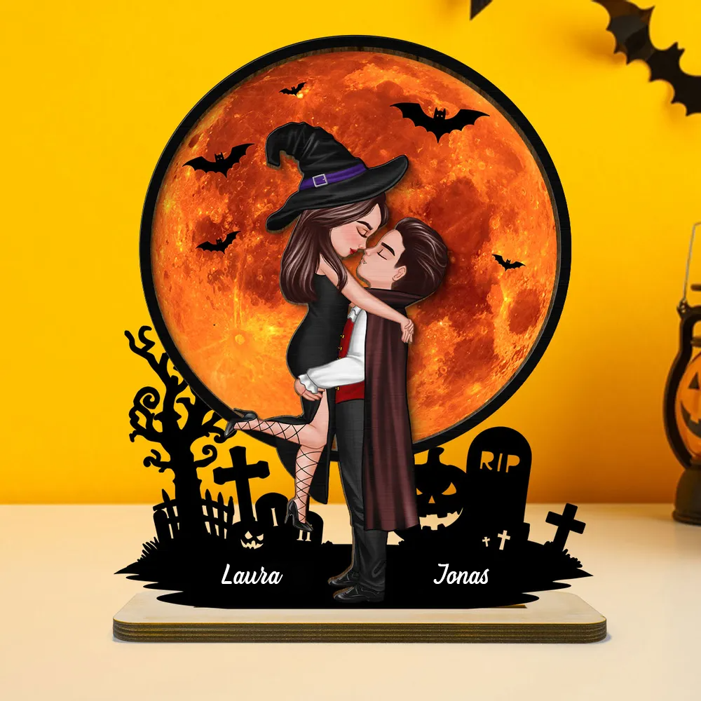 Halloween-Paar Personalisierte Holztafel mit Namen