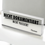 Personalisierter Acrylglasblock mit Spruch und Namen - Lustiges Namensschild fürs Büro