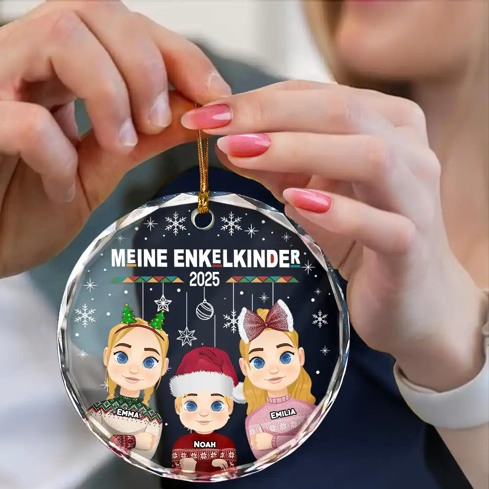Personalisierter Glasanhänger mit 1-10 Kinder Christbaumschmuck für Oma und Opa