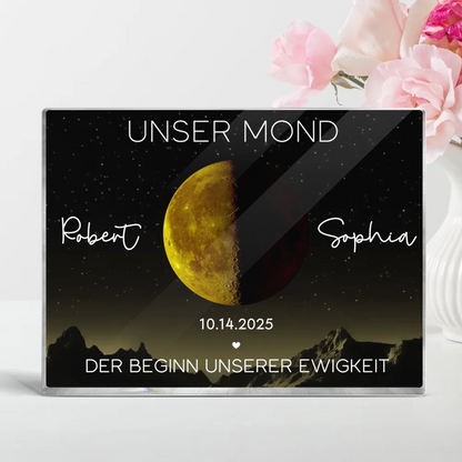 Unser Mond-Personaliserter Acrylblock mit goldenem Mond Geschenk für Paar