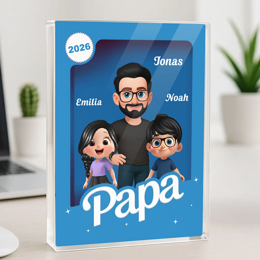 Personalisierter Acrylbock mit Papa und Kinder Geschenk für Vater und Opa