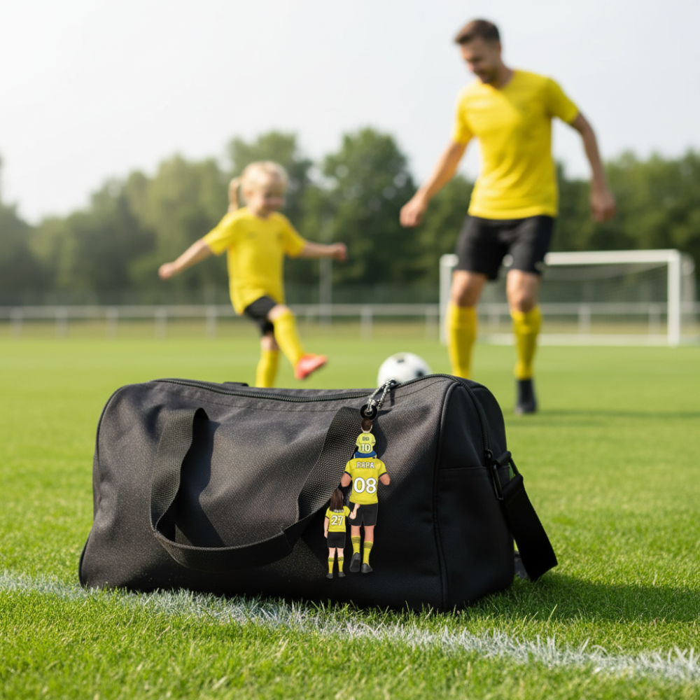 Papas Fußballmannschaft-Acrylanhänger mit Vater und Kinder