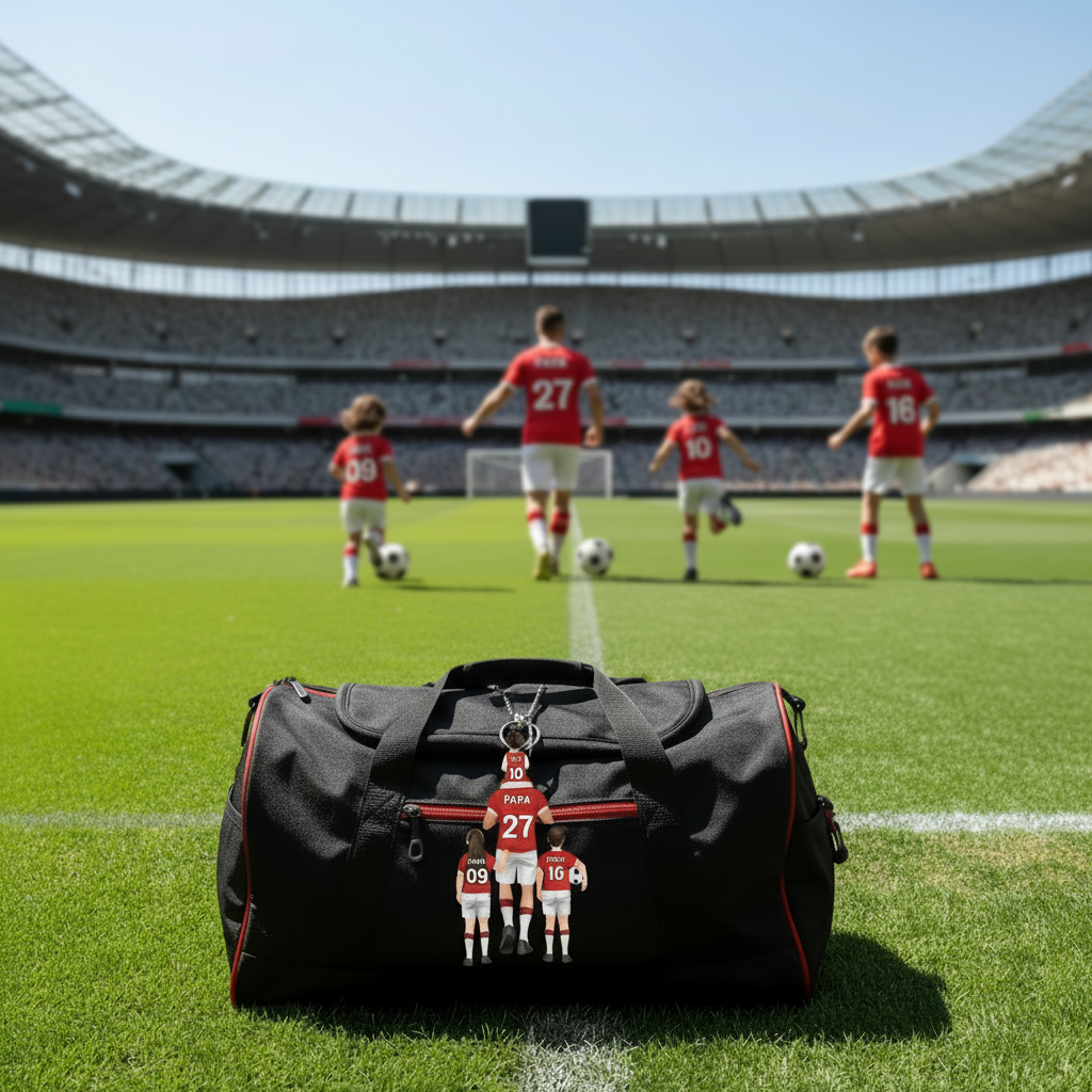 Papas Fußballmannschaft Anhänger Vater und Kinder