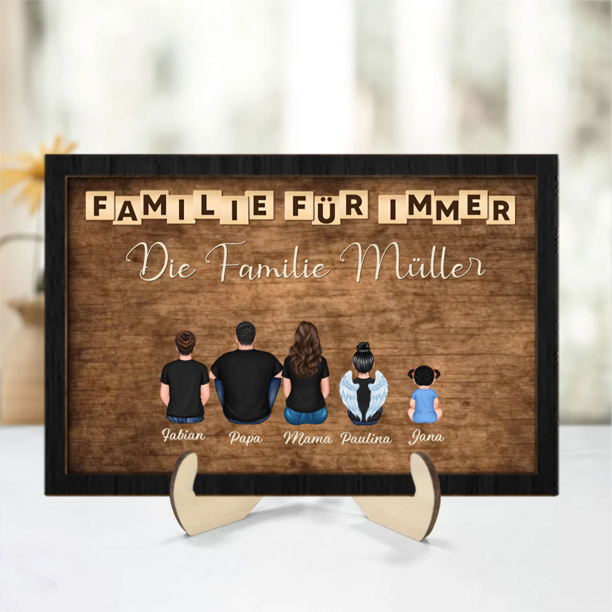 Personalisierte Holztafel mit Familien Geschenk für Papa, Mama, Opa und Oma