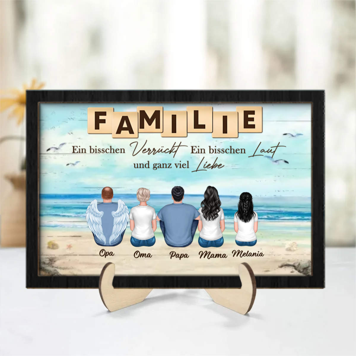 Personalisierte Holztafel mit Familien Geschenk für Papa, Mama, Opa und Oma