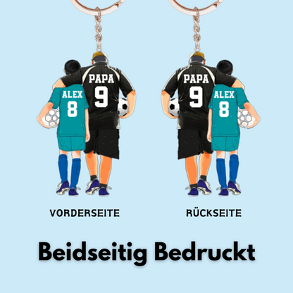 Fußball Papa und Kind-Personalsierter Schlüsselanhänger