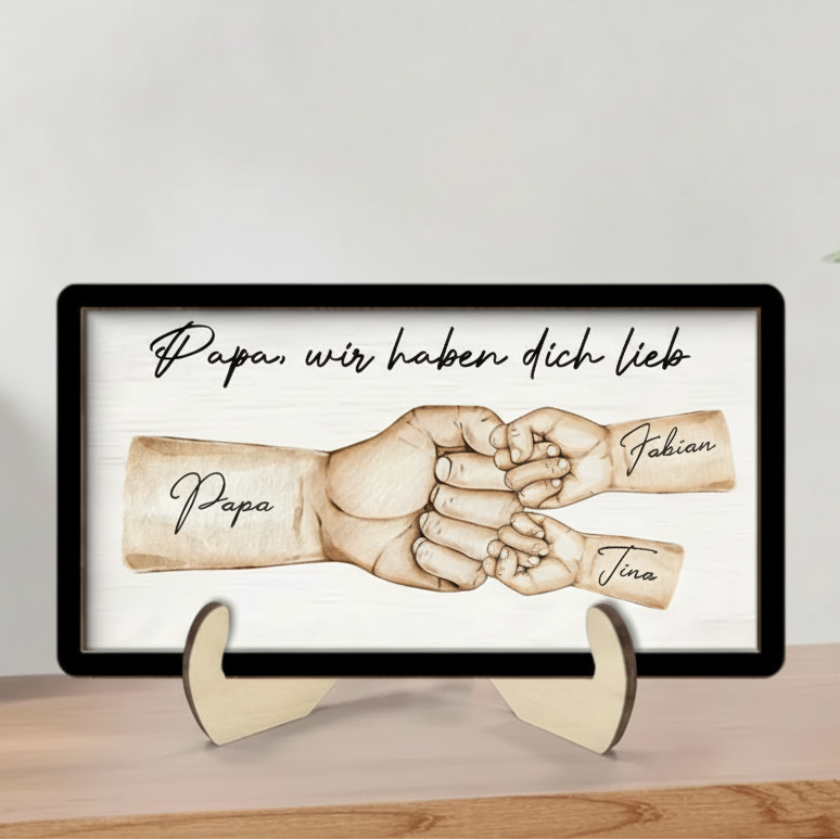 Personalisierte Holzplakette mit Fausstoß Geschenk für Vater