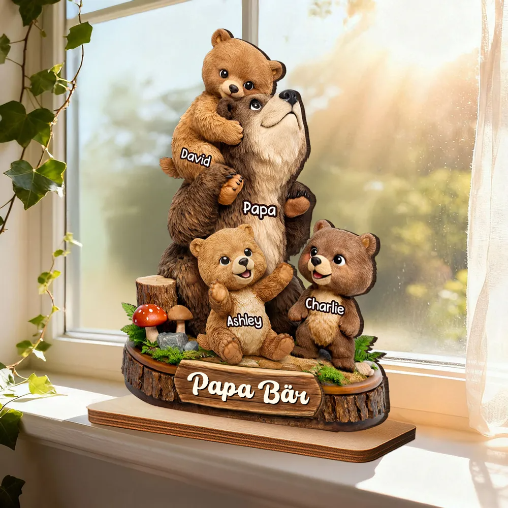 Papa Bär-Personalisierter Holzaufsteller mit Bärenmotiv