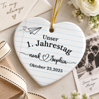 Personalisierter Keramik-Anhänger mit Namen – Unser 1. Jahrestag