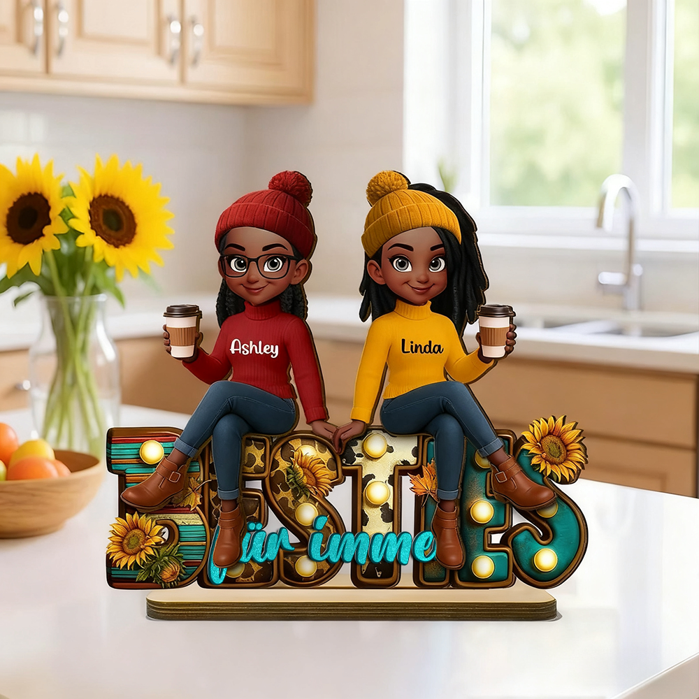 Besties für immer-Personalisierte Holztafel mit 2-6 Frauen Geschenk für Freundinnen