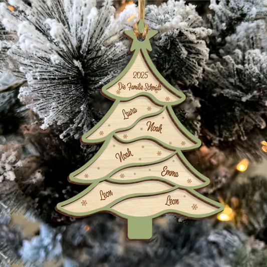 Christbaumanhänger mit Tannenbaum und Namen Personalisierter Weihnachtsanhänger